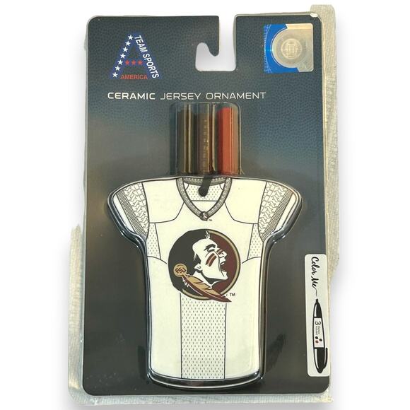 Florida State Seminoles Ceramic Jersey Color Me Ornament With Markers FSU TSA - Picture 1 of 9